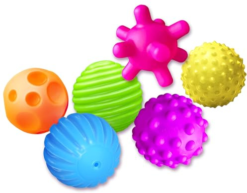 ROHSCE Sensory Balls for Kids 6pcs Textured Multi Ball Set for Toddlers Multicolor and Bright Handing Catching Balls BPA-Free Soft Stress Relief Toys