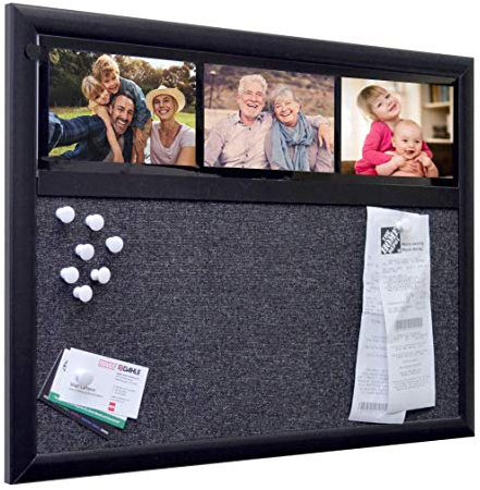Ultimate Office StoffPinnwand 24 x 18 Memoboard plus 3 Bilderrahmen und JumboPinnnadeln Organisieren und Präsentieren von Fotos, Notizen und Erinnerungen. Ideal für Zuhause, Büro, Kabinen oder
