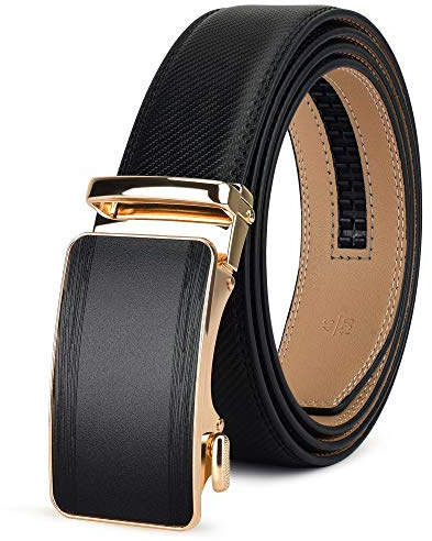 PlusZis Ceinture habillée à cliquet en cuir pour hommes de 28 à 60 grande et grande avec boucle automatique