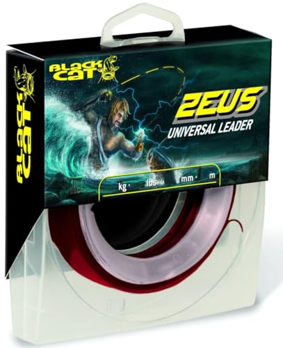 Black Cat Premium Zeus Universal Leader kraftvolles Vorfach Wels Angel-Zubehör Angelschnur, 0,80-1,10mm, rot