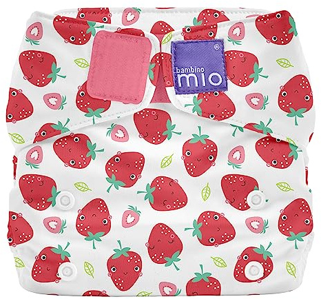 Bambino Mio, Miosolo klassisk allt-i-ett-återanvändbar blöja, ekologisk kemisk fri blöja (jordgubbskräm, en storlek)