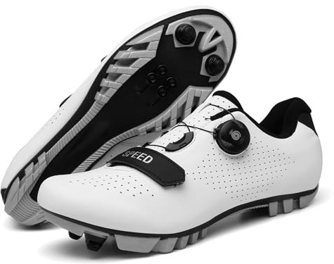 LZQpearl Fahrradschuhe, Herren Damen Mountainbike Stiefel, Pro MTB Outdoor-Sneaker, Kompatibel Mit Allen SPD, Unisex Fahrrad Schuh Mit Schnelldreh Schnürsystem White, 39 EU