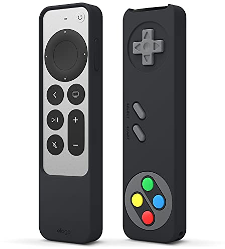 elago R4 Retro Case for Apple TV 4K Siri Remote 3rd & 2nd Gen | Classic Controller Design, Lanyard (Non-Functional) (Black)
