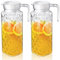 Peohud 2 Pack Acrylic Pitchers with Lid, 1.1 Litre Clear Plastic Pitcher with Handle, Transparent Juice Jug Water Pitcher for Iced Tea, Sangria, Lemonade, Cold or Hot Beverages, BPA-Free,Shatter-Proof