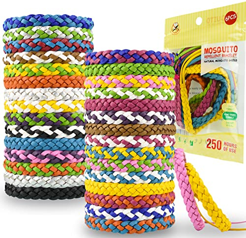 Mosquito Repellent Bracelets, 30 Pack PU Leather Braid Natural Bug Insect Repellent Wristbands for Kids Adult Outdoor Camping Fishing Traveling