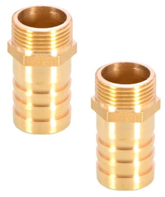 TopHomer Lot de 2 Raccords de Tuyau BSP en Laiton 25 mm Cannelés x G3/4 Mâle, Fileté BSP Coupleur en Cuivre
