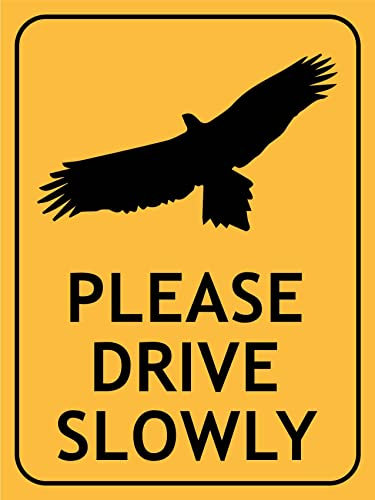 Warnschild Wedge Tail Eagle Bitte Langsam Fahren Personalisierte Warnmarkierung Retro Blechschild 20X30Cm, Sicherheitsmarkierung
