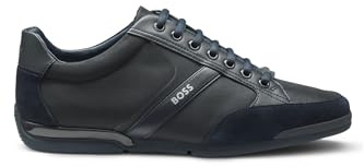 BOSS Hommes Saturn Lowp Baskets en mélange de matières avec Similicuir et Cuir suédé
