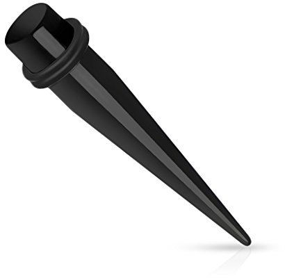 beyoutifulthings Ohr-Dehnstab Schwarz Ohr-Expander Dehnungs-stab Ohr-Plug Taper Ohr-piercing Piercing-Schmuck Acryl 2 O-Ringe 6-mm