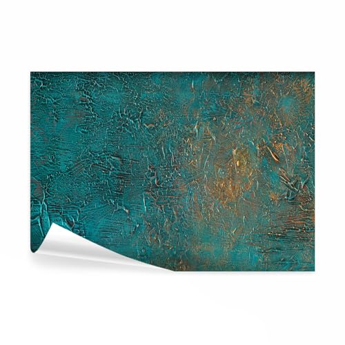 decomonkey Premium Fototapete Steinwand Stein, 400x280 cm, XL, Mauer Beton | Textur, Türkis, grün, gold, Vlies, Schlafzimmer, Wohnzimmer, Tapete, Fototapeten, Tapeten, Vliestapete, Wandtapete, moderne