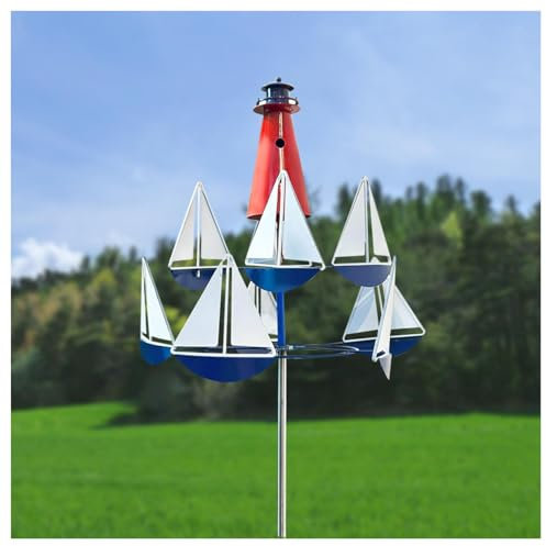 Moulin A Vent Jardin Exterieur, Deco De Jardin Exterieur (200/175/150/125/100 Cm Hauteur RéGlable) DéCoration De Style Nautique Moulin à Vent Decoration Jardin Exterieur