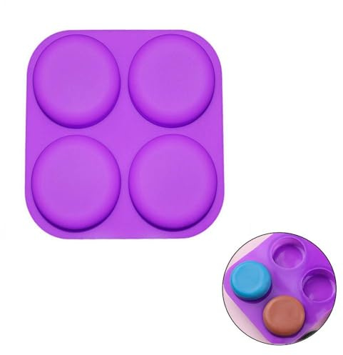 Soap Molds 4 Holes Silicone Molds Cake Baking Mould Round Silicone Molds for DIY Mold Baking Tools (Random Color)
