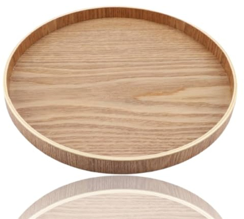 Holztablett, Dekoratives Tablett, Couchtisch-Tablett, Rundes Holztablett, Serviertablett, Kerzentablett, Couchtisch, Tischdekoration Für Esszimmer, Bauernhaus, Tischdekoration(27cm)