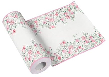 PAW Stoffähnliche Tischläufer 40 cm x 24 m - Rosa Saison | Aus Airlaid-Material, saugstark, für Kommunion, Hochzeit, Geburtstag und Taufe, alle 120 cm sauber abtrennbar