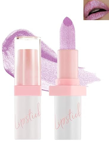 Metallic Glitzer Lippenstift Rose, Shimmer Lippenstift Wasserfest Langanhaltend, Diamond Glänzend Lipgloss, Creme Feuchtigkeitsspendend Texture, Glitter Lipstick Make-up Geschenke für Weihnachten-01