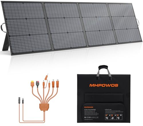 MHPOWOS 220W Tragbares Solarpanel, IP67 Wasserdichtes 40V Monokristallines Faltbares Solarpanel Power Backup, Langlebiges Solar Ladegerät Solarpanel Kit für Powerstation RV Camping Off Grid Angeln