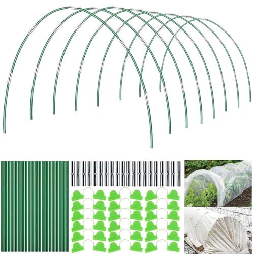 SPVN Pack of 48 Arches for Raised Bed, Plant Tunnel Arches, Removable Polytunnel for Raised Bed, Tunnel Arches Raised Bed, Greenhouse Arch 6 mm Wrapped with Plastic, Greenhouse Tyres, Garden