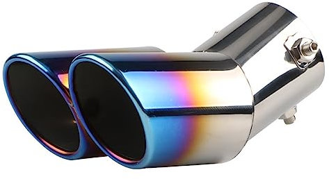 Auto-Heck-Hals Universelle Auto-Auspuffanlagen, Doppelschalldämpferspitze, Dual für Rohr für Chromverkleidung, modifizierte Auspuffspitzen, Endrohr 63 mm Auspuffendstück(Bend Blue Bevel)