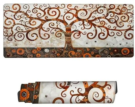 Large Mouse Mat 1600x800x3mm,Mouse Pad Orange Desk Mat,Gaming Mouse Pad Tree Mouse Pads,Non Slip Desk Mat,Keyboard Mat with Water Resist Surface,Improved Precision and Speed,Desk Accessories RS-474
