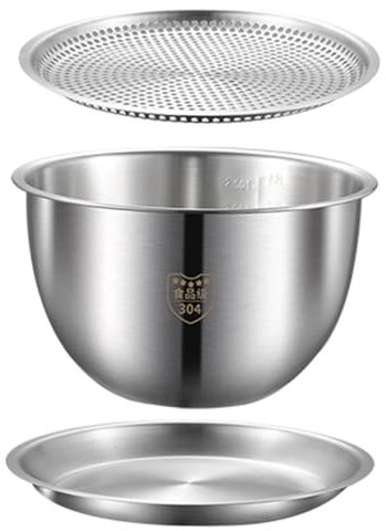 Cabilock Tazón Para Mezclar Colador De Acero Inoxidable Práctico Para Hogar Lavabo