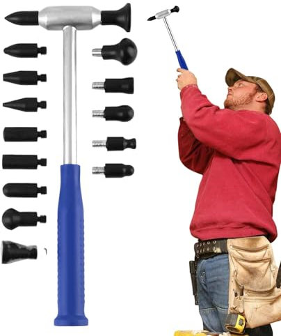 Herramientas de Martillo Ding, Auto Ding Repair Hammer | Herramientas de reparación de Carbody con 15 Herramientas de Perra de Cabeza con 15 Herramientas llamativas para la Cabeza con 15 Herramientas