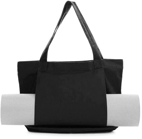 Zimoer Borsa Grande per Tappetino da Yoga Borsa da Trasporto Palestra Borsa Sportiva in Tela Spazioso e Pratico Yoga Accessori per Fitness Pilates Sacca per Tappetino (Nero)