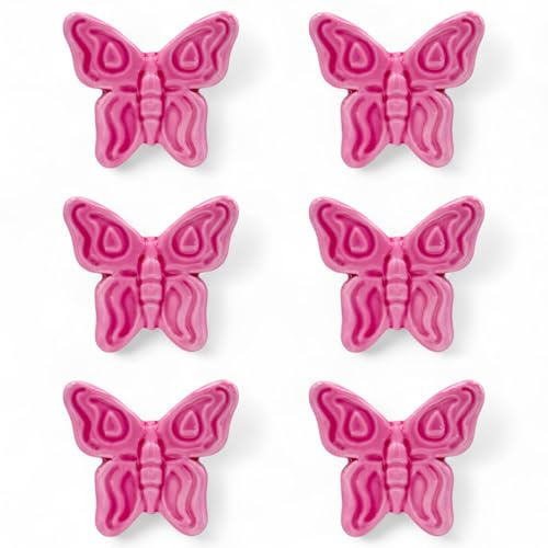 Gentile Ceramiche – Set 6 Farfalla in Ceramica con Calamita (5,5cm) Fatto a Mano, Made in Italy – Bomboniere, Segnaposto, Decorazioni (Fucsia)