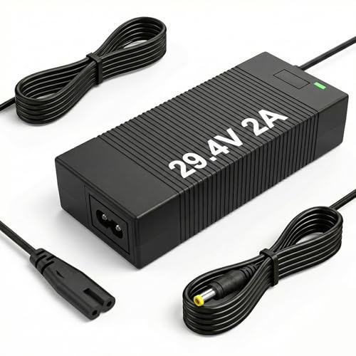 29.4V 2A Lithium Battery Charger, Universal Power Adapter for 7S 24V Li-ion Battery Packs with 5.5mm x 2.1mm DC Connector, Fast Power Supply for 24V Massage Guns, Household Appliances, DIY Electronics