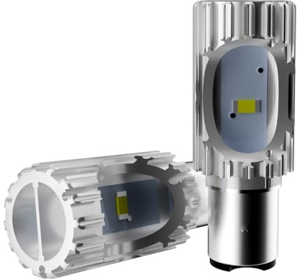 AURORIONCG BA20D Glühbirnen Weiß S2 Motorradscheinwerfer Glühbirnen Hoch Abblendlicht 1200LM 6500K DC 9-80V (2er Pack)