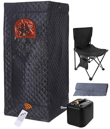 80*80*180cm Portable Steam Sauna Box, Full Body Sauna Tent Steam Room, 3L Steamer, 9-speed Temperature Adjustment, 99-minute Timer, with Remote Control/folding Chair/floor Mat, for Detox Slimming
