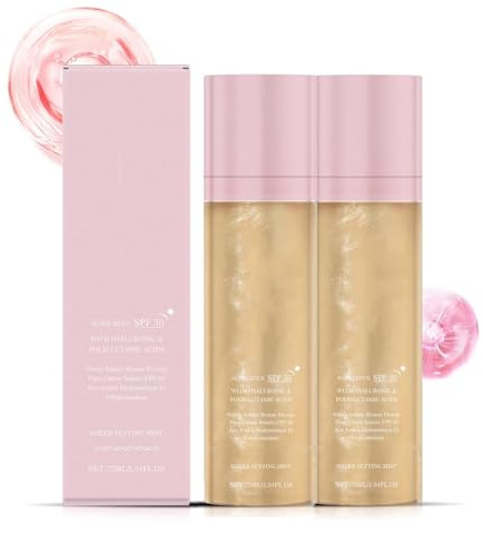 2PC Spray fixateur transparent SPF 50, base, spray fixateur visage, antioxydant longue durée, effet maquillage léger, anti-cernes et protection solaire.