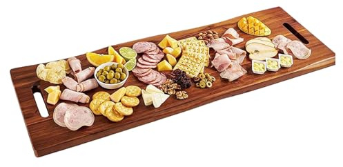 Planche à charcuterie en bois, plateau de présentation de fromage, 91,4 x 29,3 x 2,5 cm, plateau de service de cuisine, planche à nourriture rustique lisse, idéale pour les fêtes de vacances, les