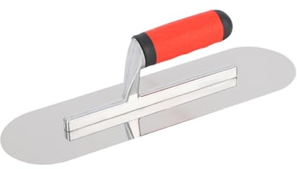 kowaku Paletina de Masilla con Cabeza Redonda, Tabla Alisadora, Llana de Acabado de Acero Inoxidable, Mango de Goma, Multiusos, 30 cm x 10 cm