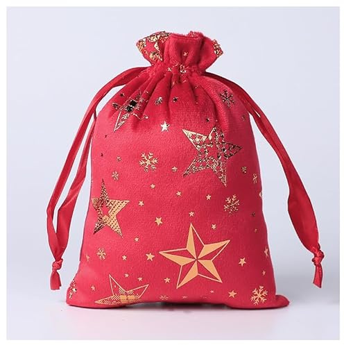 BrightGlow 12 Stück Weihnachts Beutel mit Kordelzug Säckchen Taschen Weihnachten Geschenksäckchen Stoffsäckchen Weihnachtsdeko Weihnachtssack Weihnachtsgeschenktüten #24Grün 15X20 cm