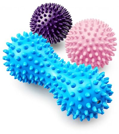 Premium Faszienball Set, 3 unterschiedlich große Noppenbälle für intensive Druckpunktmassage und bessere Durchblutung