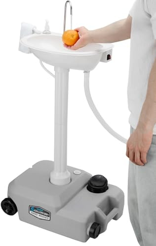 Kohree Camping Sink with Electric Pump, Convenient Wheels, 5 Gal Water Tank, 2 in 1 Auto & Foot Pump, Soap Dispenser, Towel Holder - Compact Portable Sink Hand Washing Station for RV Trailer Outdoor