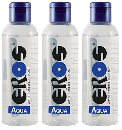 AQUA Gleitgel Wasserbasiert 3 x 100 ml Flasche – Hautfreundliches, Lang anhaltendes Intimgel – Kondomsicher & leicht abwaschbar