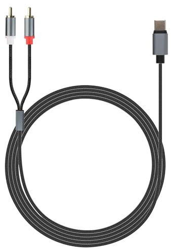 USB Type C To 2 RCA Male Stereo Cable With Digital Chip, USB C To RCA Audio Cable Compatible With iPhone 15 Samsung Huawei Xiaomi LG Pixel Tablet Speaker Car Stereo, 2M Nylon Braided Audio Adapter