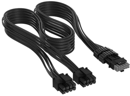 Corsair Câble à Gaines Individuelles 2x 8 broches vers PCIe 12 V-2x6 600 W Type 4 Elite Premium – 650 mm, Peignes à Câble Profil Bas, Paracord à Maille Triple Couche, Connecteur Bicolore – Noir