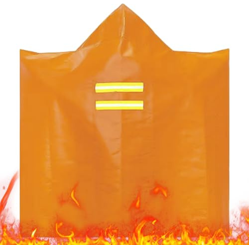 Lucaqina Fireproof Cape, Lightweight Hooded Cape, Head Protection, Fire Escape Suit for Household, for Home, Commercial, Car, Hotel, Bedroom, Kitchen, Men, Women, Teenagers