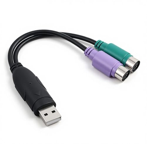 PS2 to USB Adapter, USB to PS/2 Plug Active Dual PS2 Adapter USB-Keyboard Monitor Laptop Barcode Scanner Mouse Adapters Converter for The Keyboard PS/2 (Black)