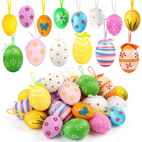Uova Appese di Pasqua, 36 Pezzi Uova di Plastica Dipinte, Decorazioni di uovas Pasqua per Albero, uovas di pasquas Decorative da Appendere