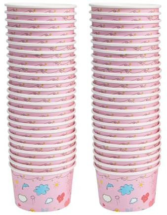 QUMIIRITY 50pezzi Coppette di Carta per Gelato Multiuso per Yogurt per Gelati Dessert e Budini Casa Ristorante