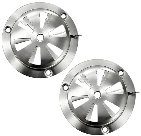 KLINNA 2 rosette di ventilazione rotonde in acciaio inox, 95 mm, ventilatori rotondi, richiudibili, per forno a gas, griglia e ventilatore, per interni ed esterni