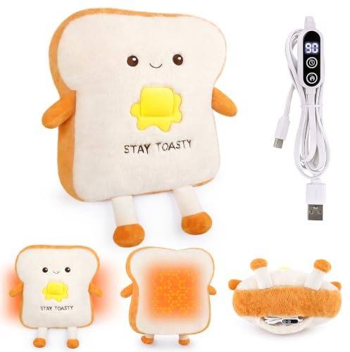 Toast Plush Electric Heating Pad for Pain Relief Electric Heating Pad Plush USB Heated Pad for Back Pain Relief Shoulder Neck, Cuddly Toast Stuffed Warm Gift for Unisex USB Heat Pads