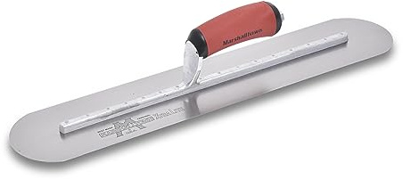 Frattazzo lisciante Marshalltown con estremità completamente arrotondate e manico curvo Durasoft, in acciaio al carbonio, molto adatto per pavimenti, dimensioni: 508x127 mm