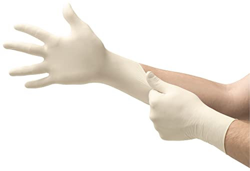 Ansell TouchNTuff 69-318 Guantes Latex Desechables, Guantes Trabajo Multiuso, Seguridad Hogar, Alimentos, Cocina, Limpieza, Mecanico, Guantes Desechables Sin Polvo, Blanco, Talla XS (100 Guantes)