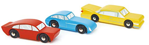 Tender Leaf Toys - Retro Cars - Three Vintage Solid Wood Super Car Set Made with Premium Quality Materials - Encourages Imaginative Roleplay and Develops Fine Motor Skills for Children 3+