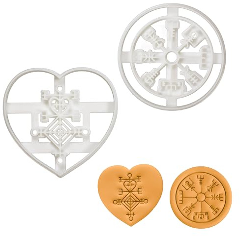 2er Set Isländische magische Daube Ausstechformen (Formen: Liebeszauber Astarstafur & Runenkompass Vegvisir), 2 Teile, Bakerlogy