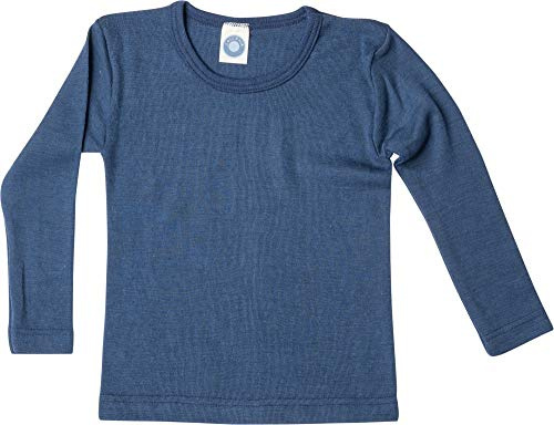 Cosilana, Kinder Unterhemd Langarm, 70% Wolle (kbT), 30% Seide (Uni Marine, 104)